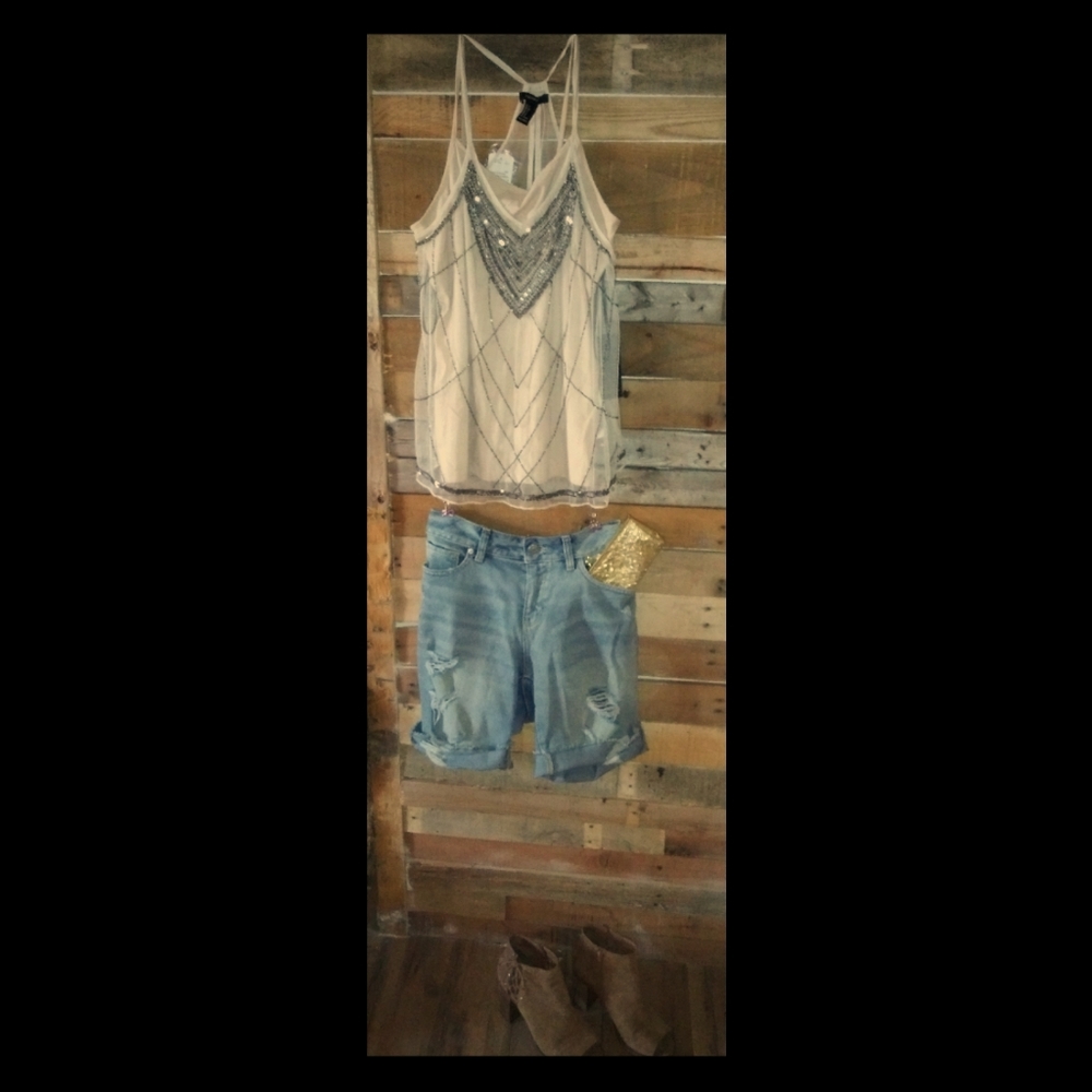 Forever 21 Sheer Decorative Tank Top